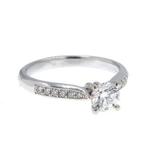 Solid 14K White Gold Ring Natural 0.53ct SI1 F Diamond 50270