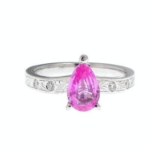 Solid 14K White Gold Ring Natural 1.25 ct Pink Sapphire 50300