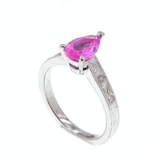 Solid 14K White Gold Ring Natural 1.25 ct Pink Sapphire 50300