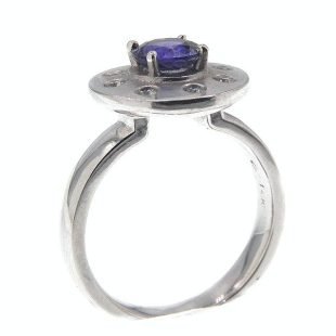 Solid 14K White Gold Ring Natural 1.23 ct Blue Sapphire 50304