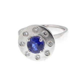 Solid 14K White Gold Ring Natural 1.23 ct Blue Sapphire 50304