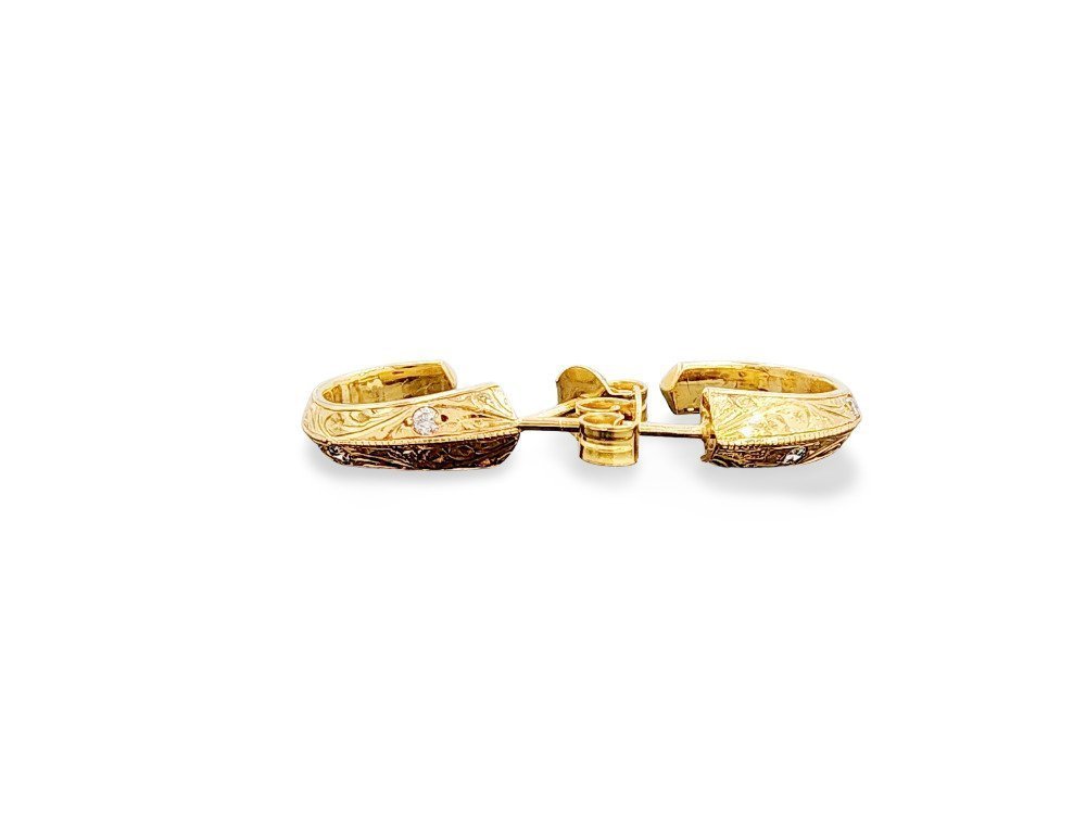 Solid 14K Yellow Gold Diamond Earrings - Image 3