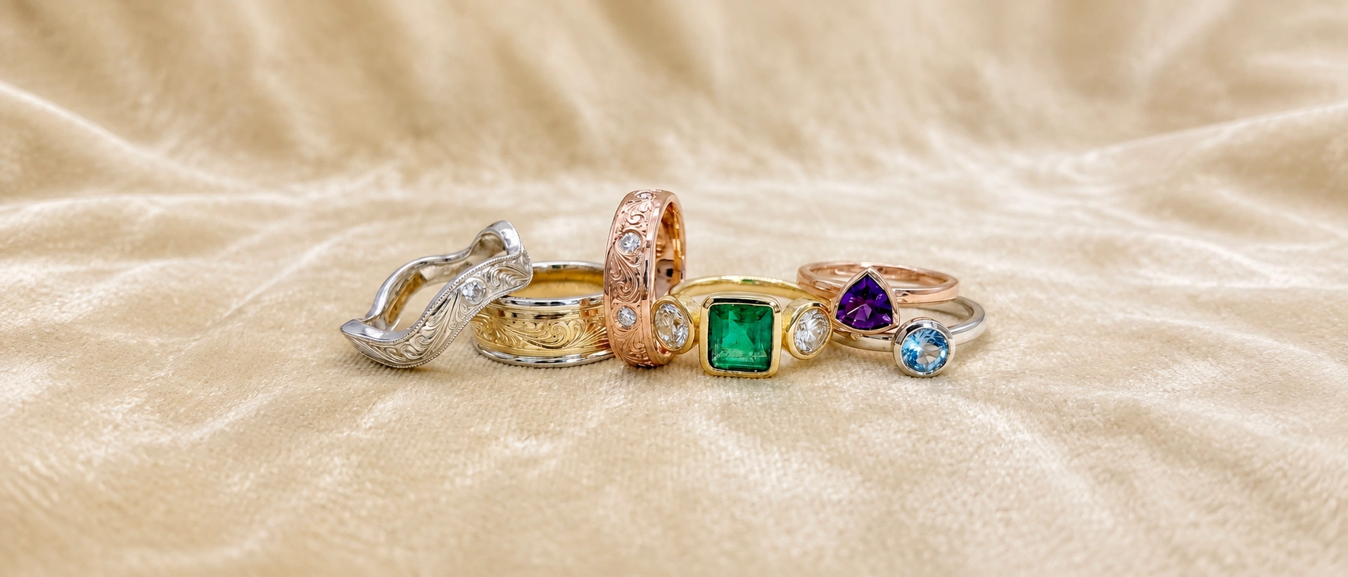 Custom gold rings handmade by Christian Hasler Helen Kim Creations